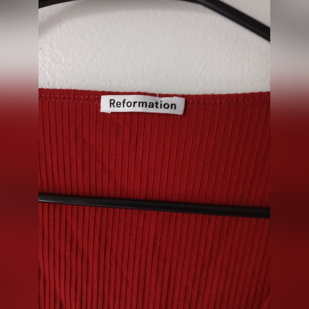 Reformation Red Button-Up Blouse - image 2